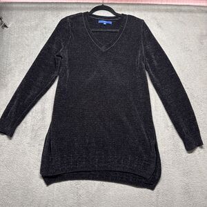 Womens V-Neck Black Long Sleeve Sweater Medium Soft & Cozy Apt. 9